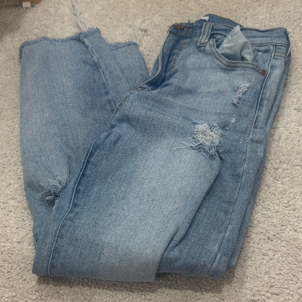 Celebrity Pink Light Blue Distressed Boyfriend Jeans